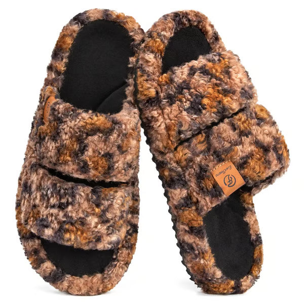 Women's Fuzzy Open-Toe Slippers