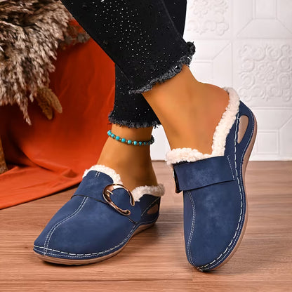 Women's Plush Trim Wedge Mules