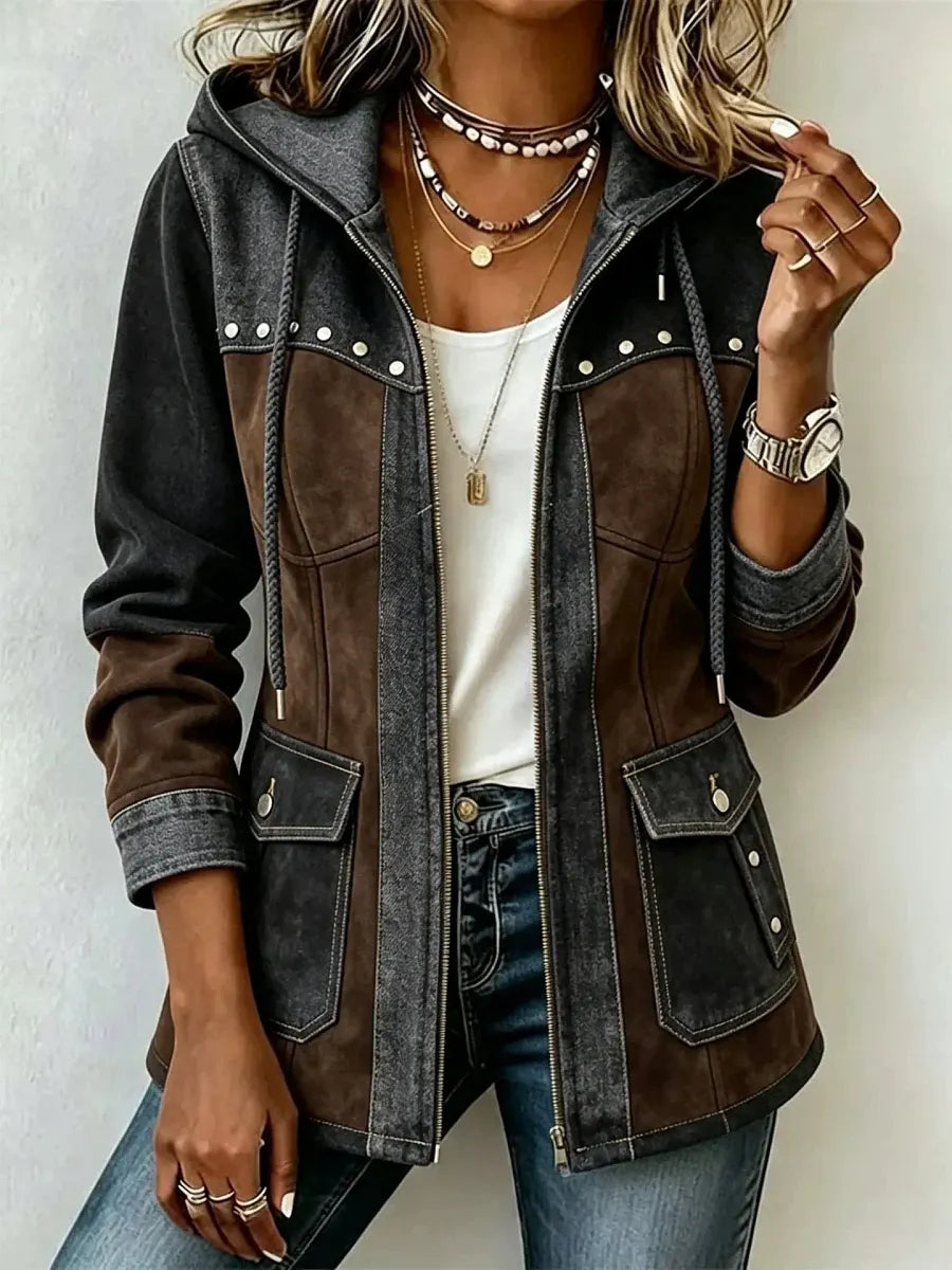 Women's Two-Tone Hooded Utility Jacket