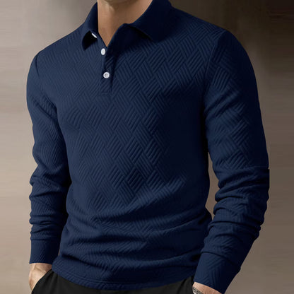 Men's Textured Long Sleeve Polo