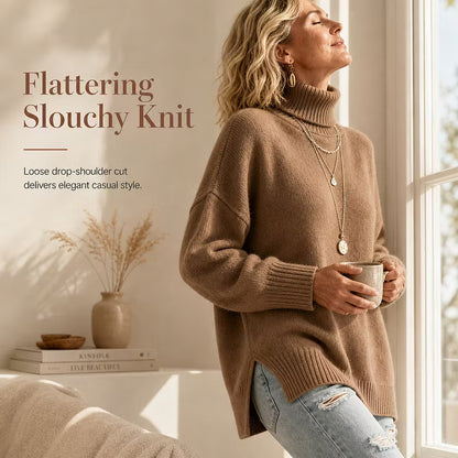 Women's Relaxed Roll Neck Knit Jumper