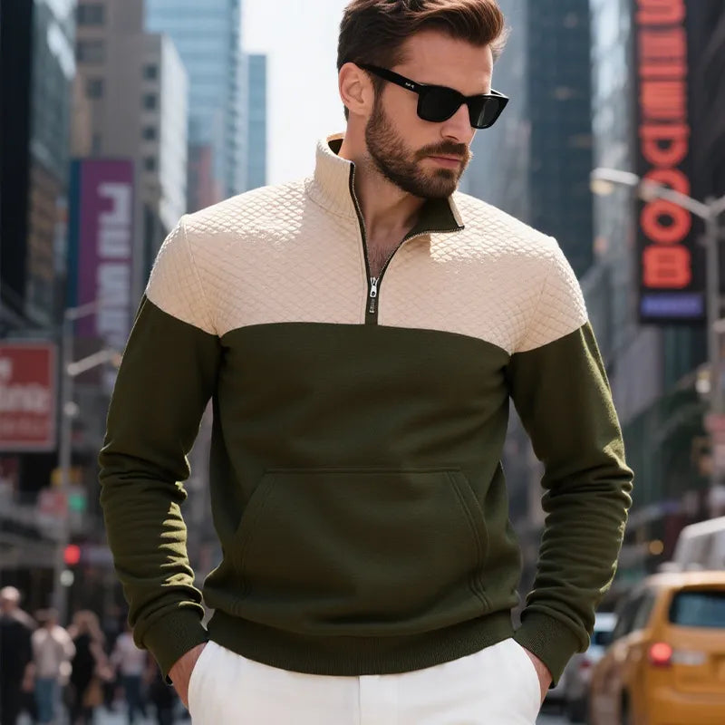 Men's Colour Block Half-Zip Sweatshirt
