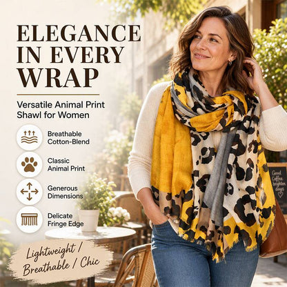 Women's Lightweight Leopard Print Shawl Scarf