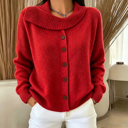 Women's Draped Collar Knit Cardigan