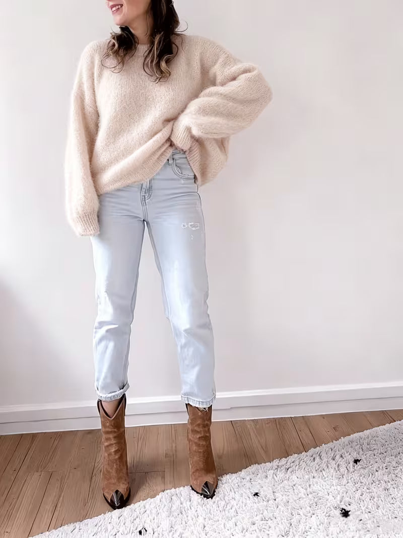 Women's Relaxed Lantern Sleeve Knit Jumper
