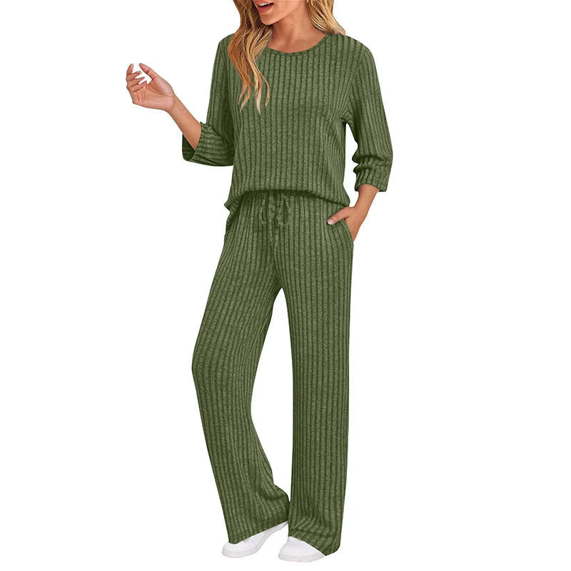 Women's Soft Ribbed Two-Piece Lounge Set