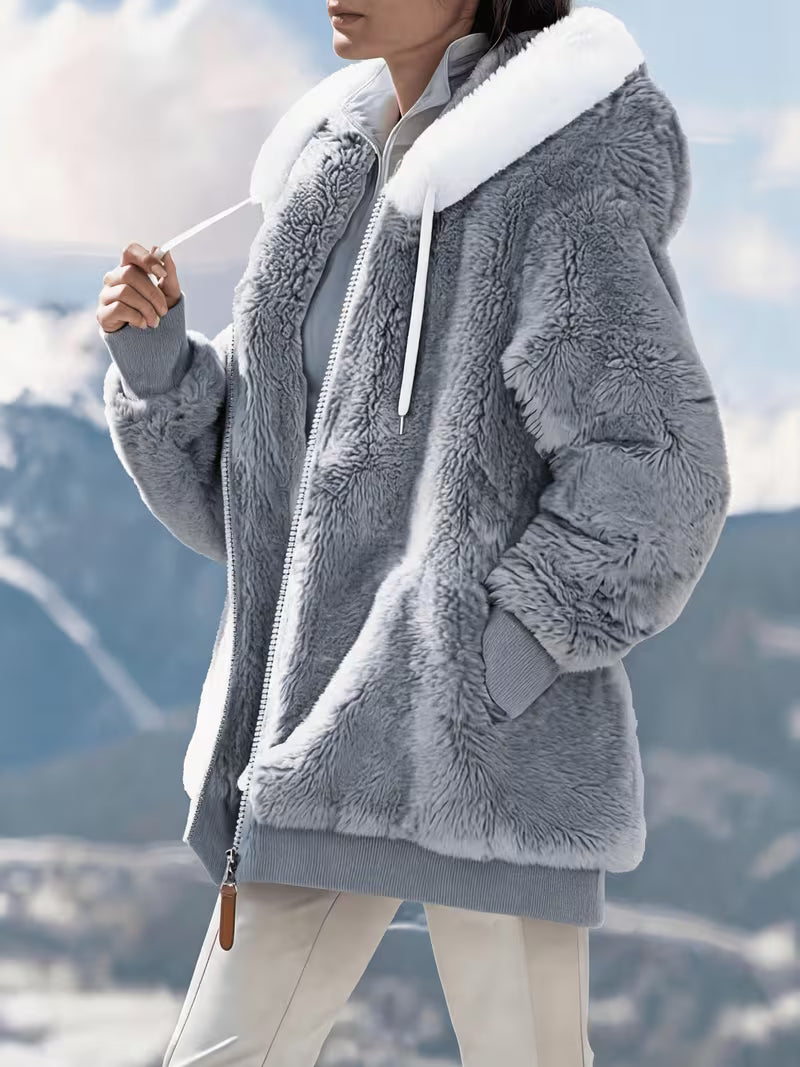 Women's Oversized Plush Hooded Coat
