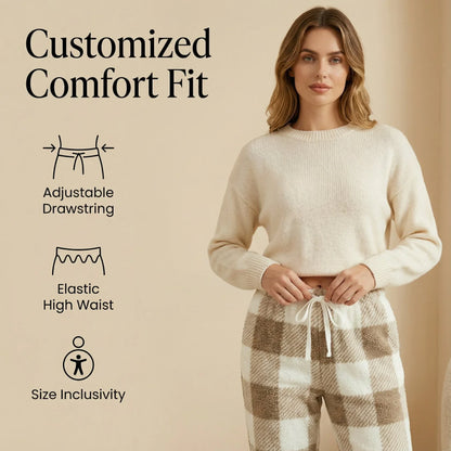 Women’s Vintage Plaid Fleece-Lined Winter Trousers