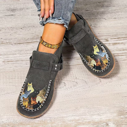 Women's Cat Print Slip-On Loafers