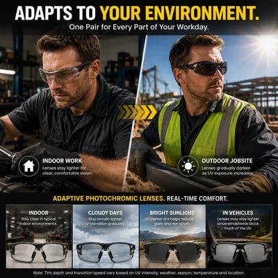 Photochromic Safety Glasses with Removable Foam Lining