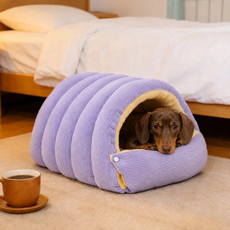 2-in-1 Corduroy Cave Dog Bed