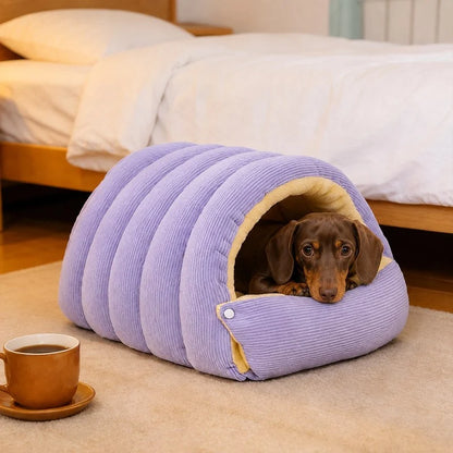 2-in-1 Corduroy Cave Dog Bed