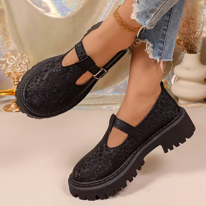 Women's T-Strap Chunky Sole Shoes
