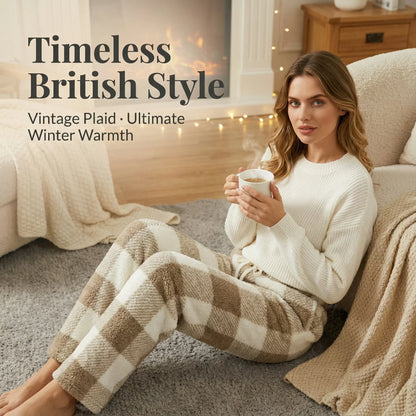 Women’s Vintage Plaid Fleece-Lined Winter Trousers