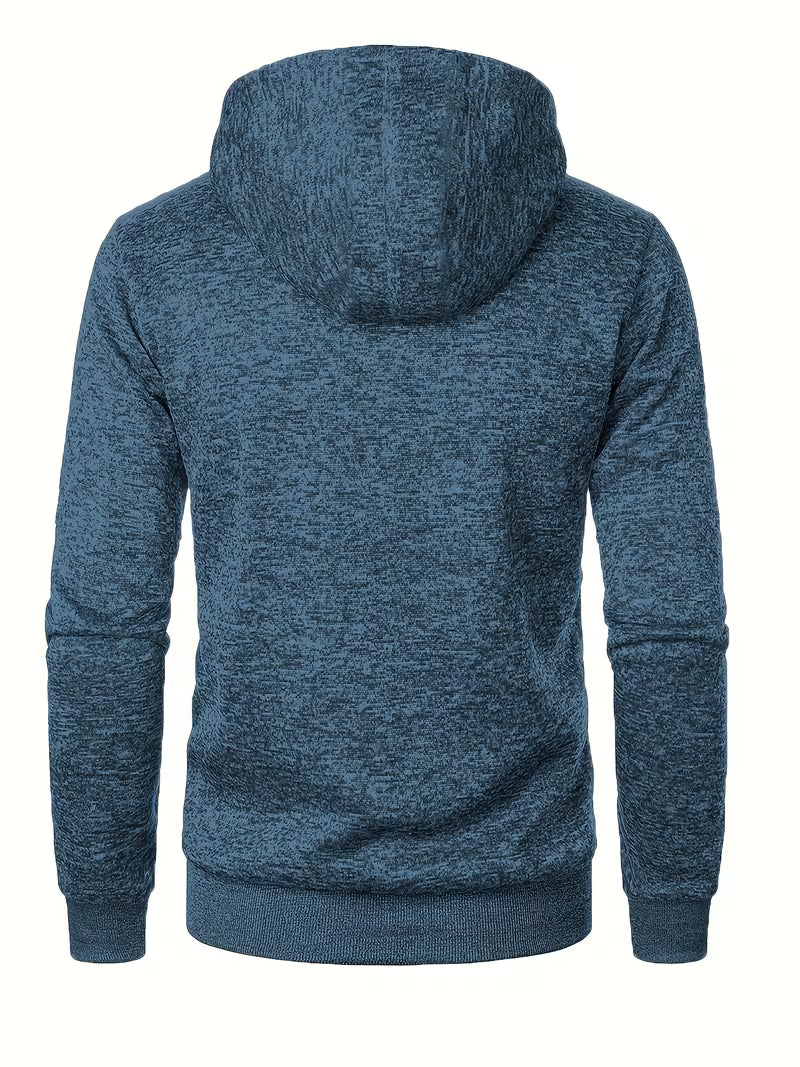 Men's Textured Zip-Up Hooded Jacket