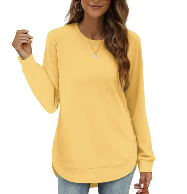 Women's Curved Hem Crew Neck Sweatshirt