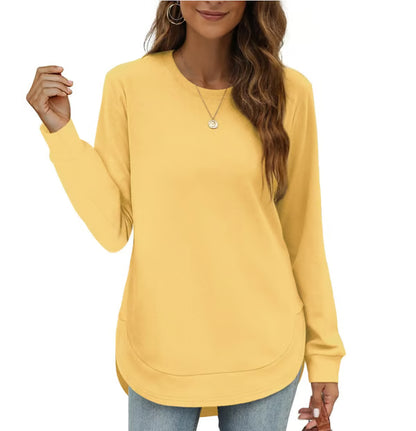 Women's Curved Hem Crew Neck Sweatshirt