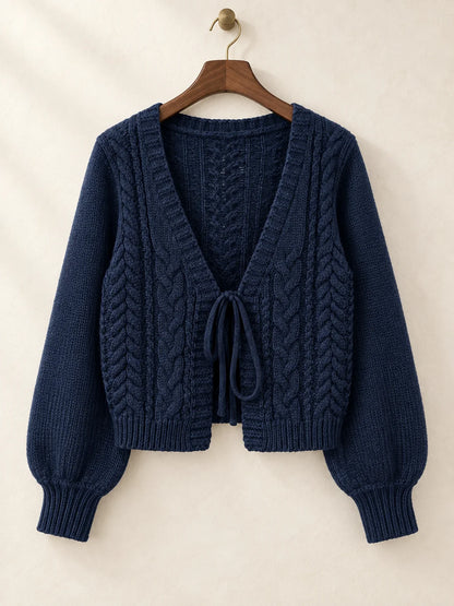 Women's Tie-Front Cable Knit Cardigan