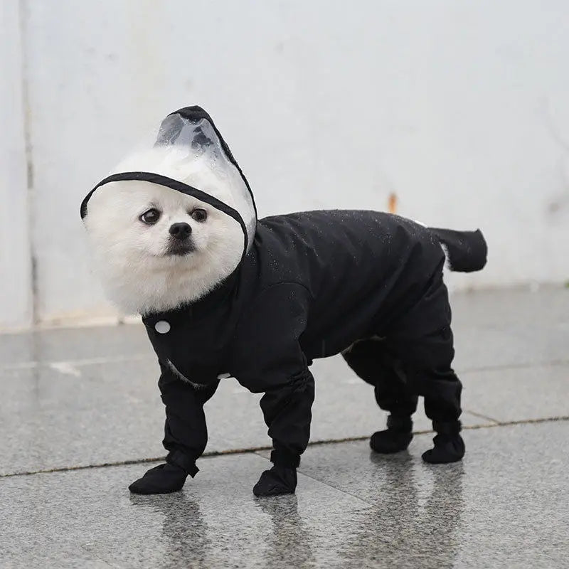 Full-Coverage Waterproof Dog Raincoat with Hood & Boots