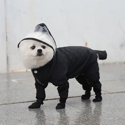 Full-Coverage Waterproof Dog Raincoat with Hood & Boots