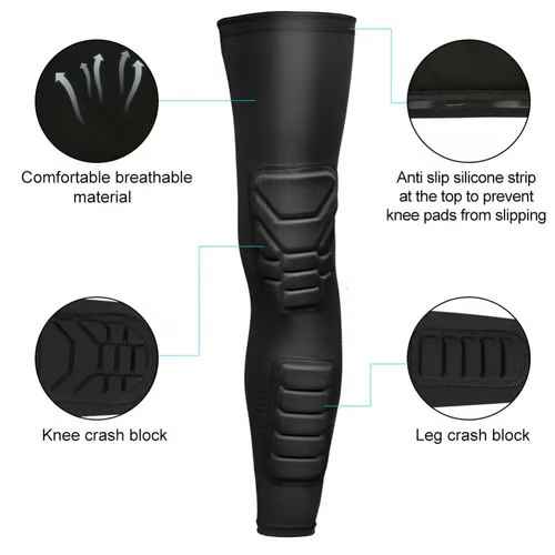 Knee & Thigh Padded Compression Sports Sleeve with Honeycomb Protection