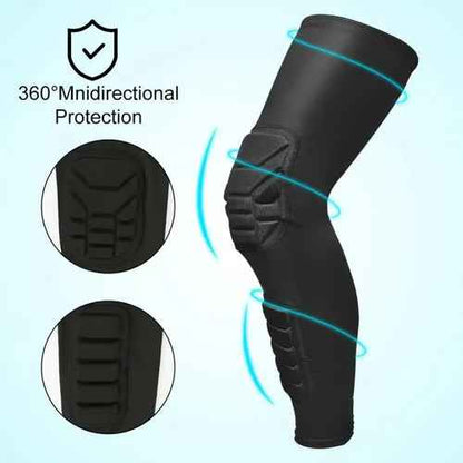 Knee & Thigh Padded Compression Sports Sleeve with Honeycomb Protection