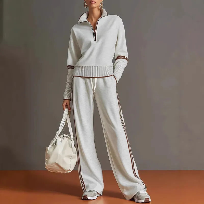 Women's Half-Zip Wide-Leg Tracksuit Set