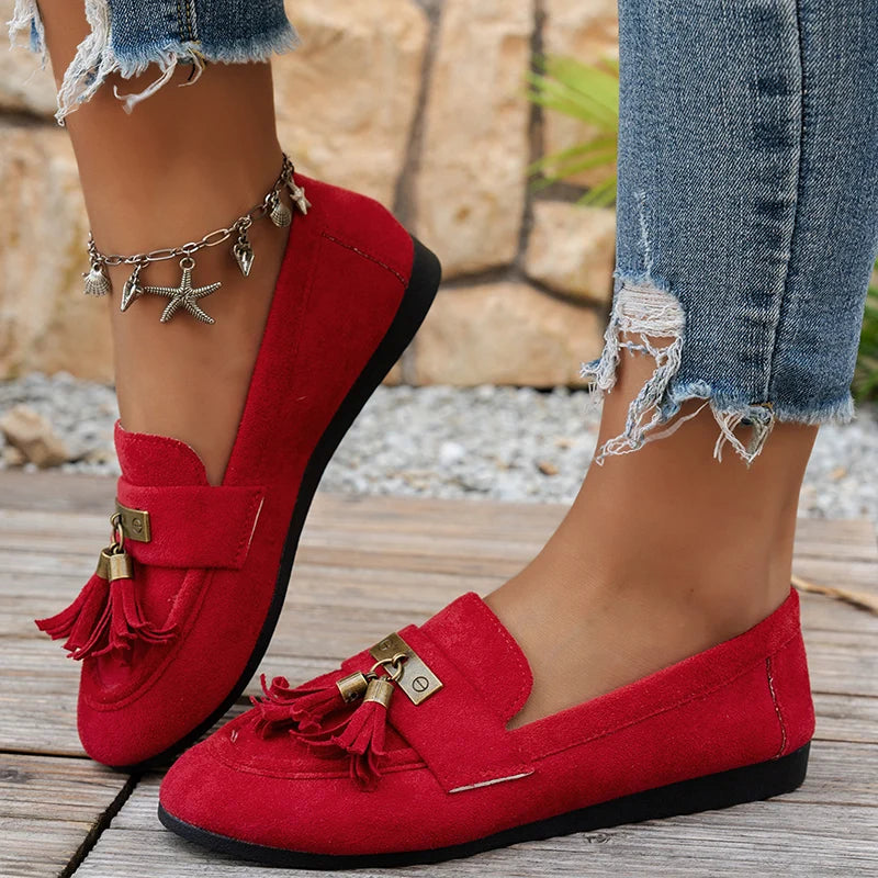 Women's Tassel Buckle Slip-On Loafers