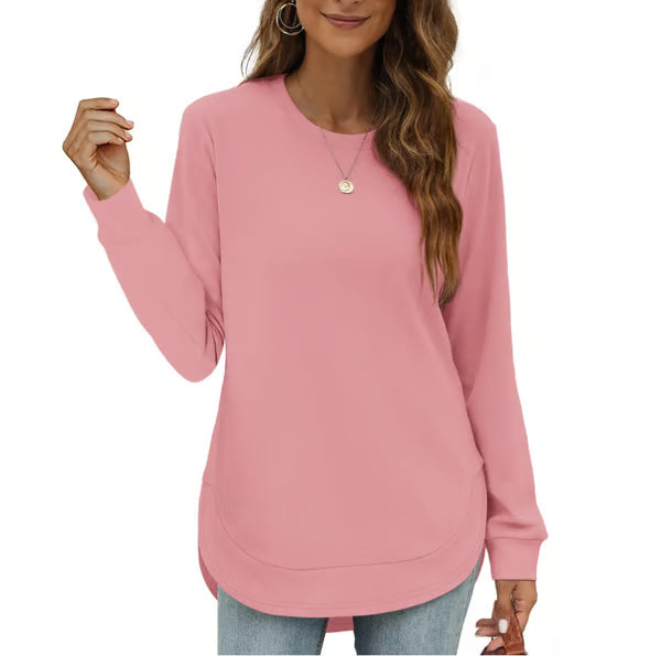 Women's Curved Hem Crew Neck Sweatshirt