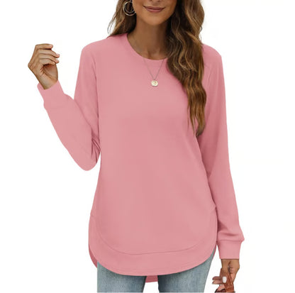 Women's Curved Hem Crew Neck Sweatshirt