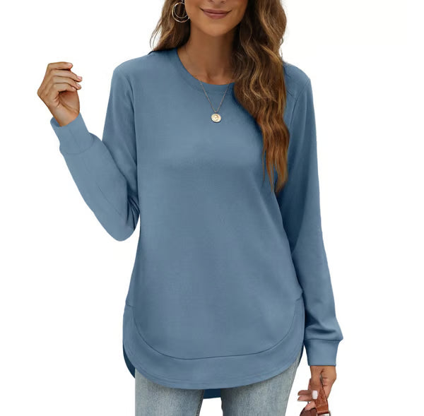Women's Curved Hem Crew Neck Sweatshirt
