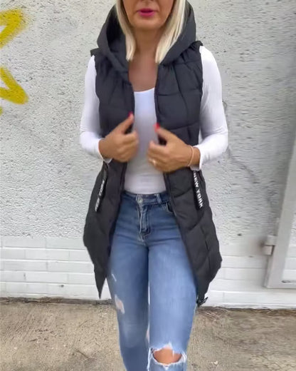 Women's Longline Quilted Hooded Gilet