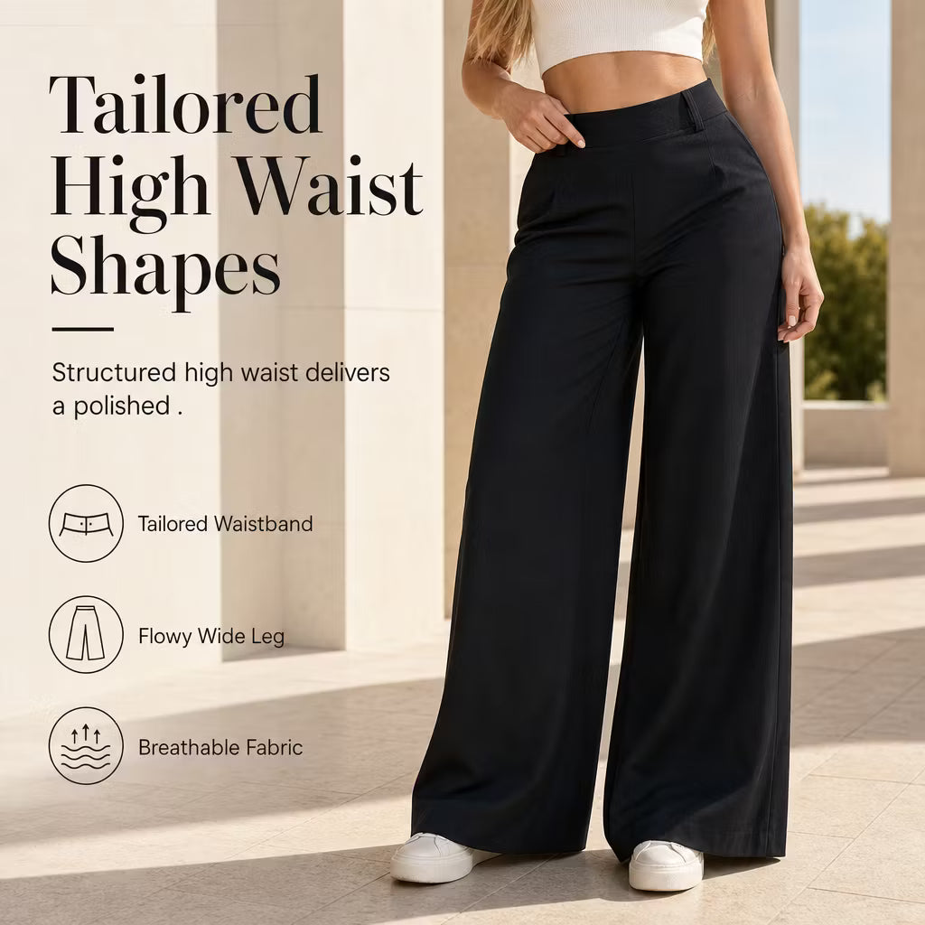 Women's High-Waisted Wide-Leg Tailored Trousers