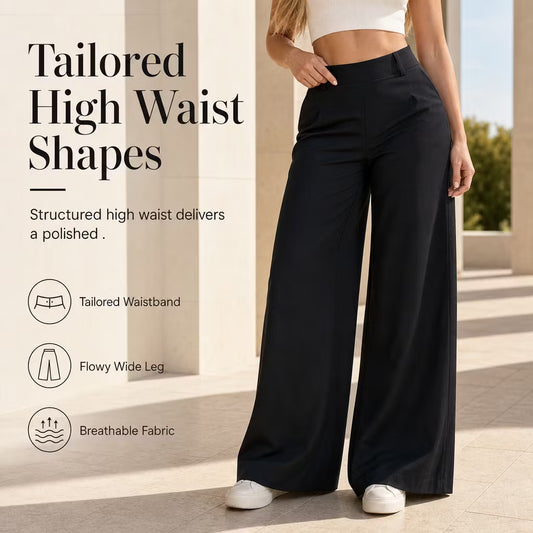 Women's High-Waisted Wide-Leg Tailored Trousers