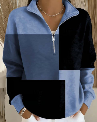 Women's Colour Block Half-Zip Sweatshirt