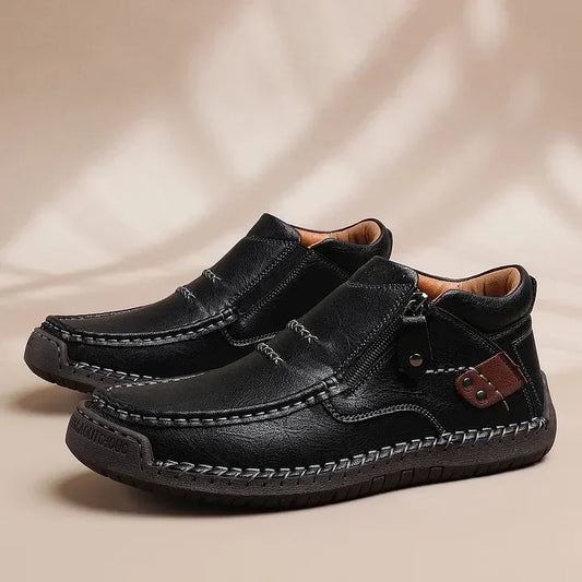 Men's Leather-Look Slip-On Driving Boots
