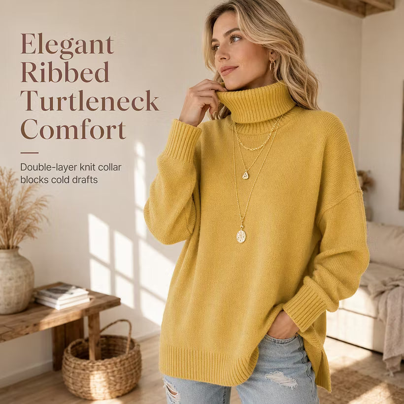 Women's Relaxed Roll Neck Knit Jumper