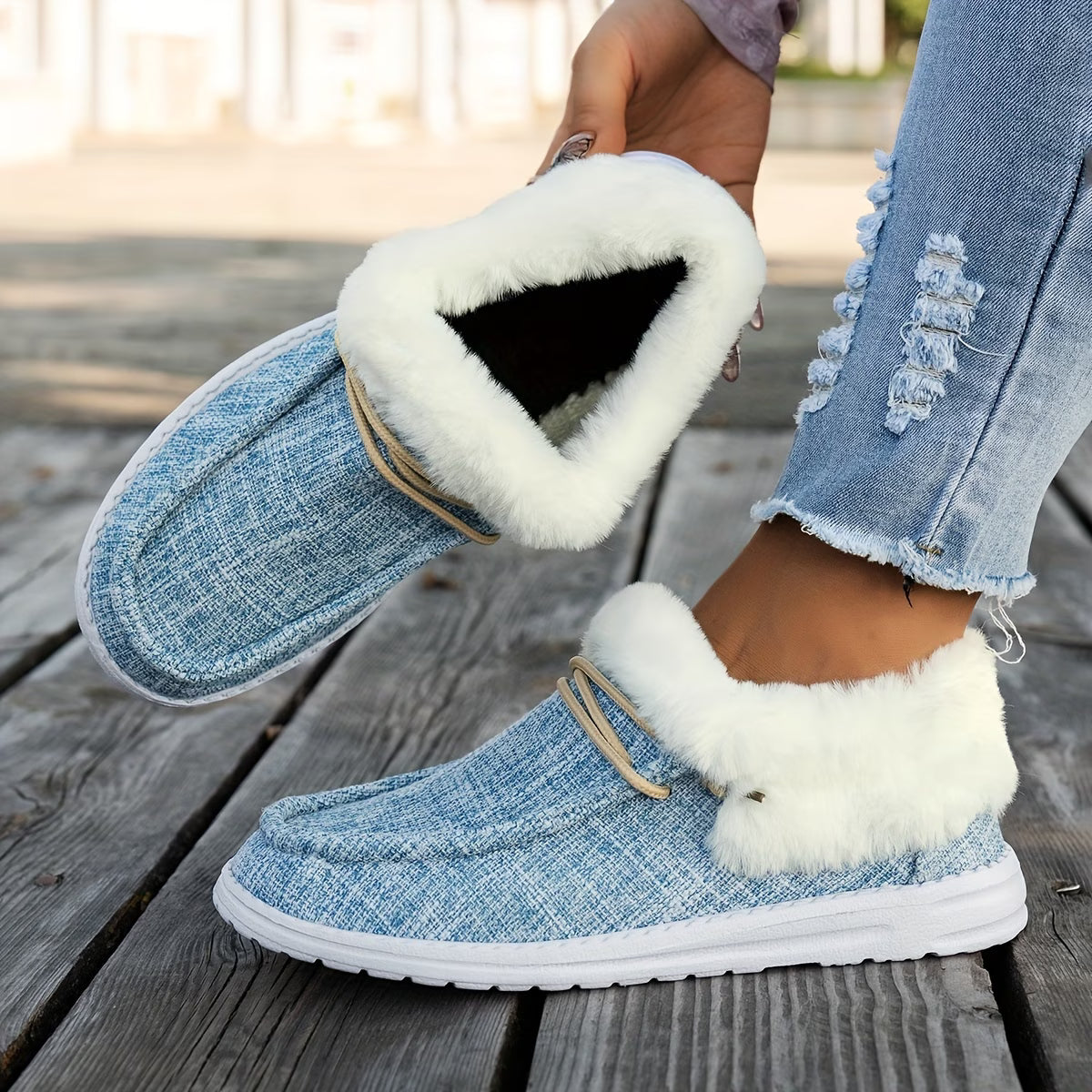 Women's Plush-Lined Slip-On Winter Shoes