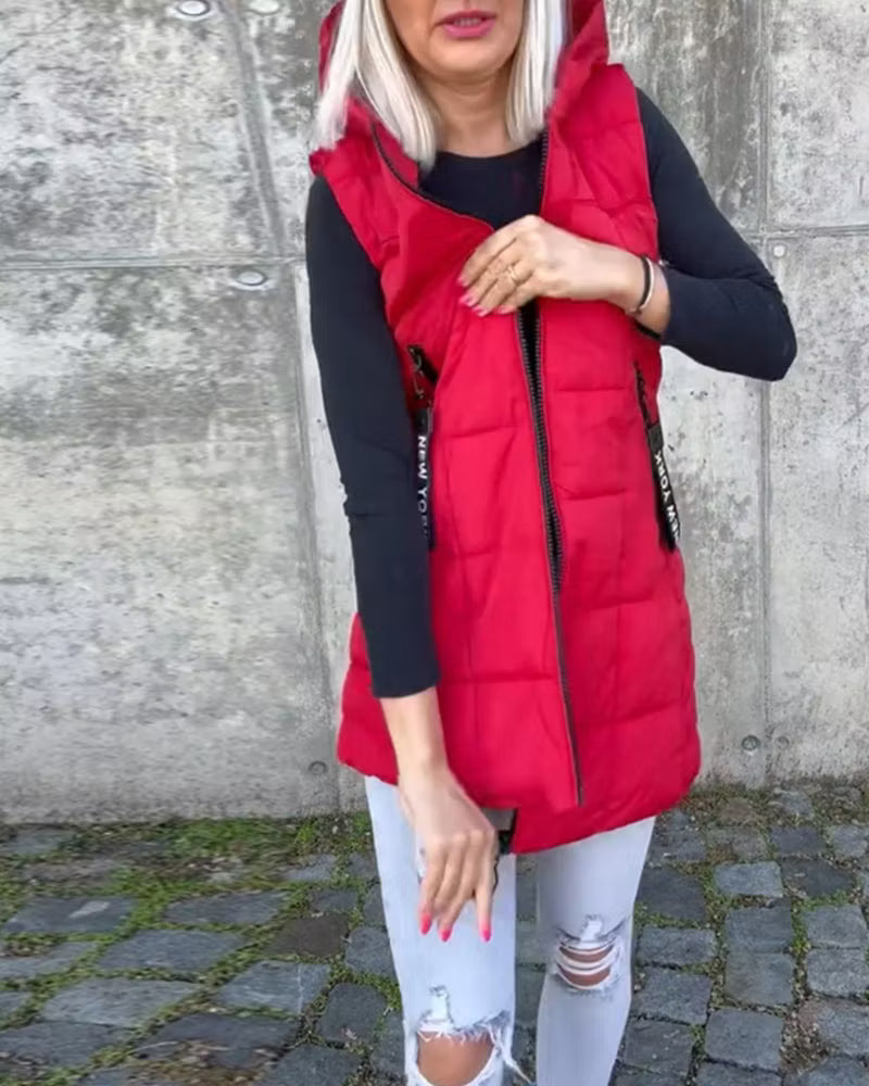 Women's Longline Quilted Hooded Gilet