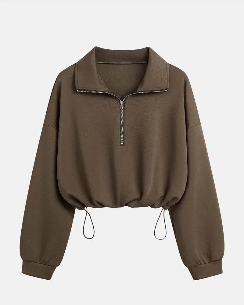Women's Zip Waist Long Sleeve Sweatshirt