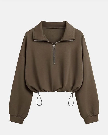 Women's Zip Waist Long Sleeve Sweatshirt