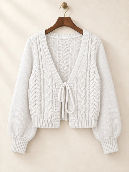 Women's Tie-Front Cable Knit Cardigan
