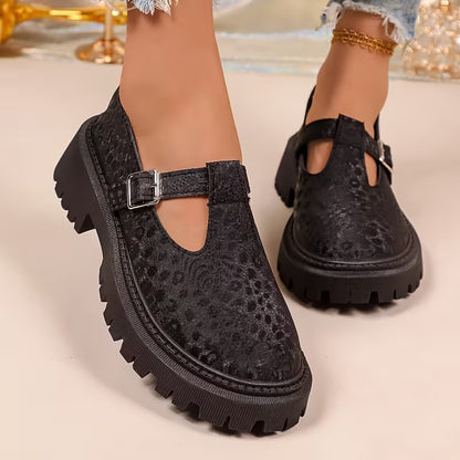 Women's T-Strap Chunky Sole Shoes