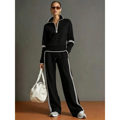 Women's Half-Zip Wide-Leg Tracksuit Set