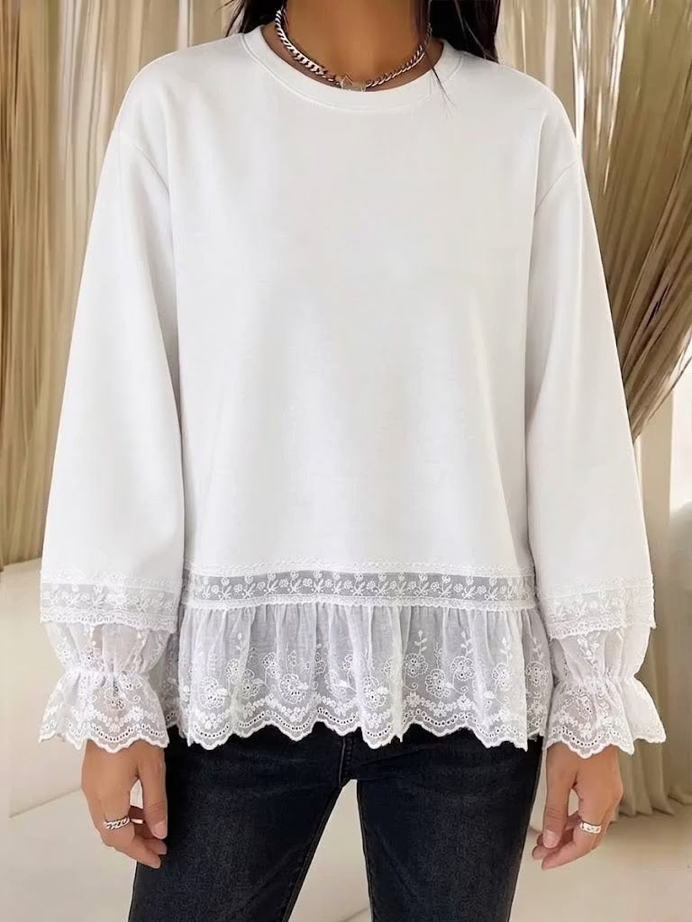 Women's Lace Panel Relaxed Sweatshirt