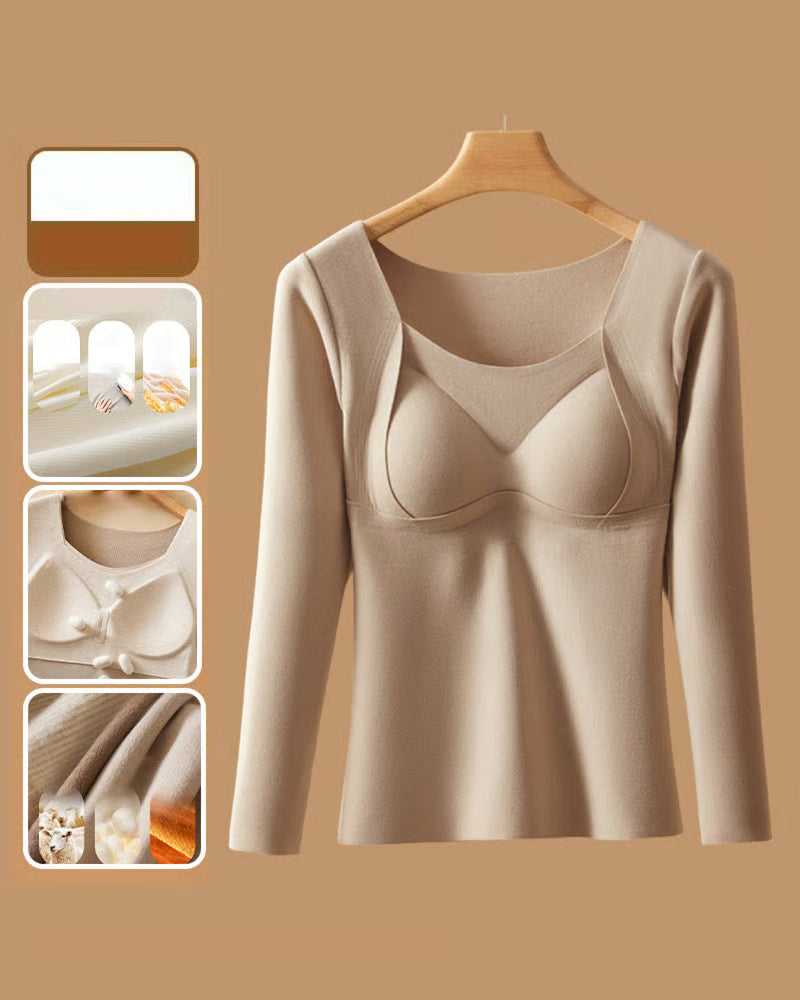 Women's Thermal Long-Sleeve Top with Built-In Bra Pads