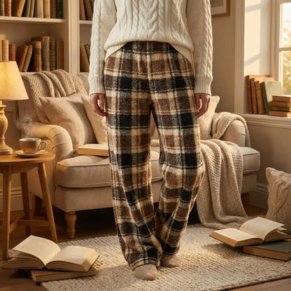 Women’s Vintage Plaid Fleece-Lined Winter Trousers