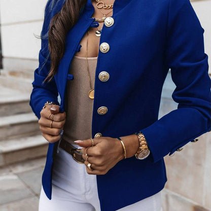 Women's Fitted Gold Button Blazer