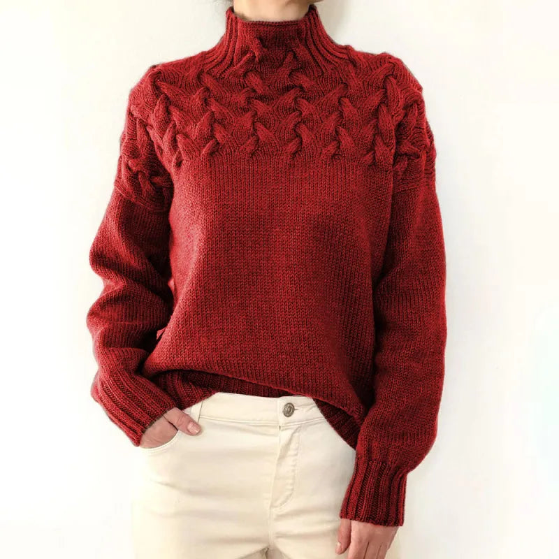 Women's Cable Knit Roll Neck Jumper