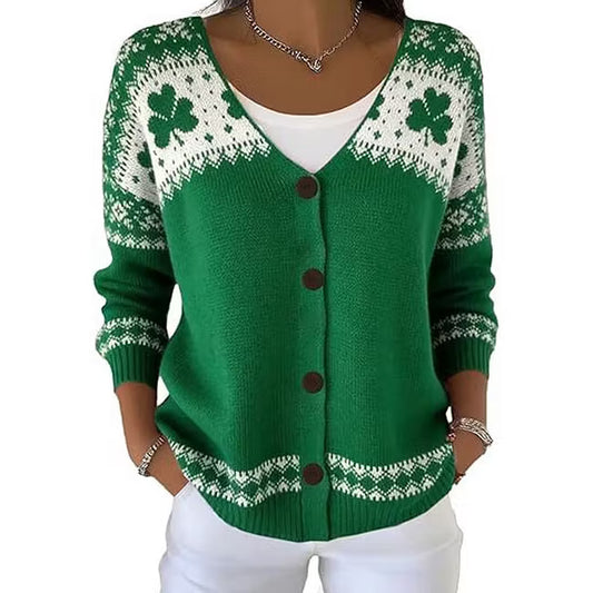 Women's Relaxed V Neck Button Cardigan